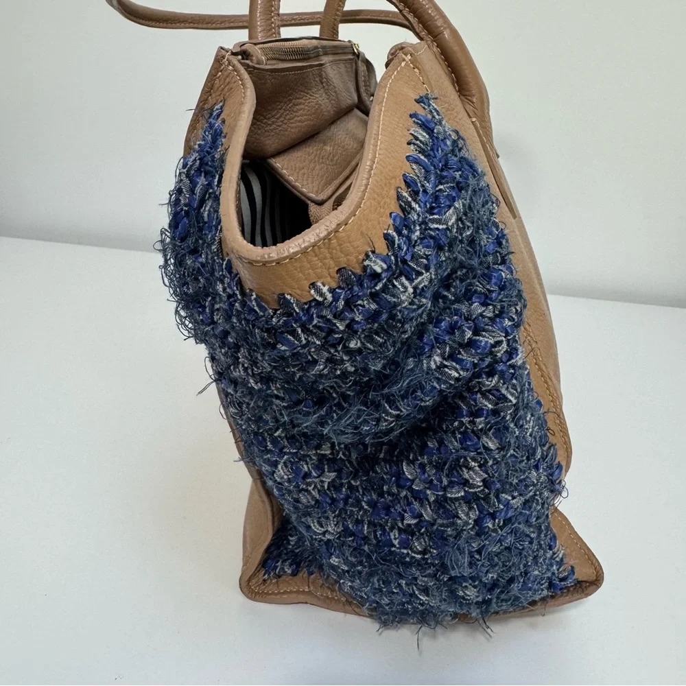 Clever Carriage Company Leather Crochet Shopper Bag